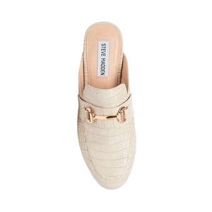 Steve Madden Kandi Taupe Crocodile Mules